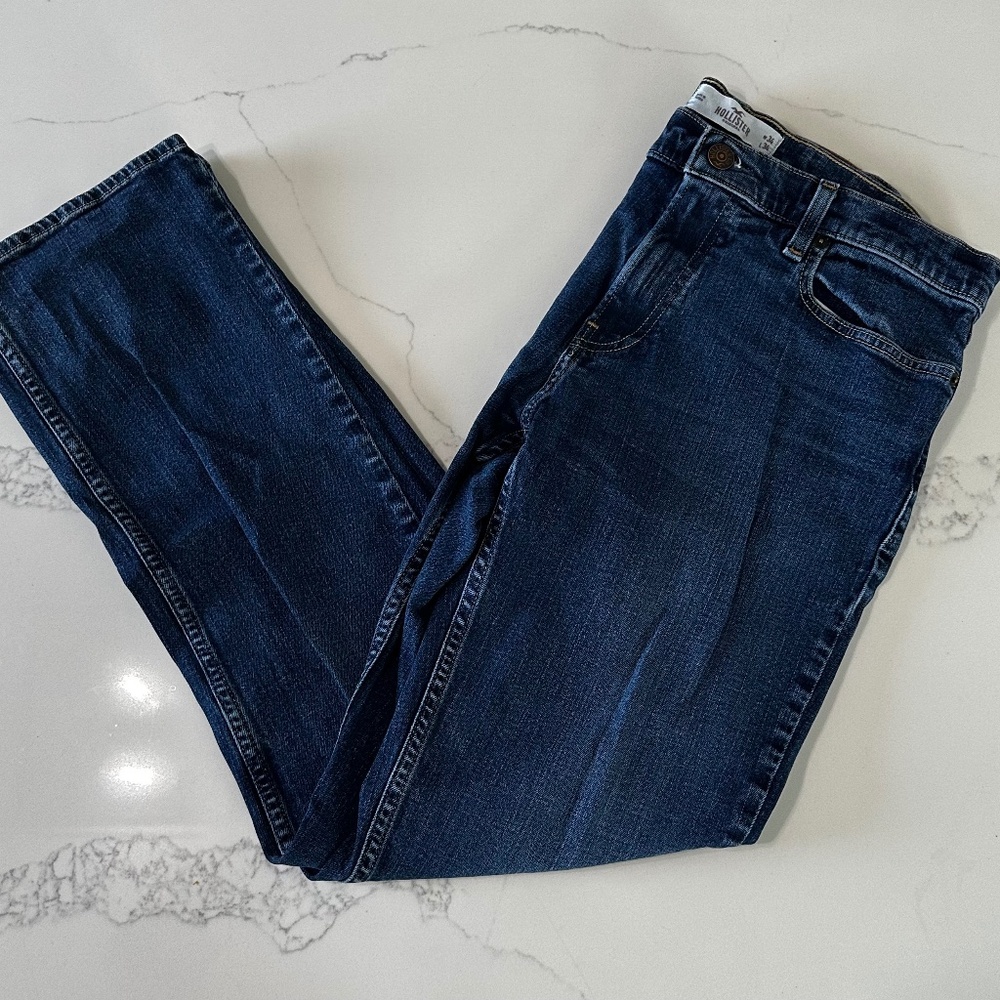 Hollister Blue Jeans - Size 34x34, Classic Straight Fit - Used, Good Condition